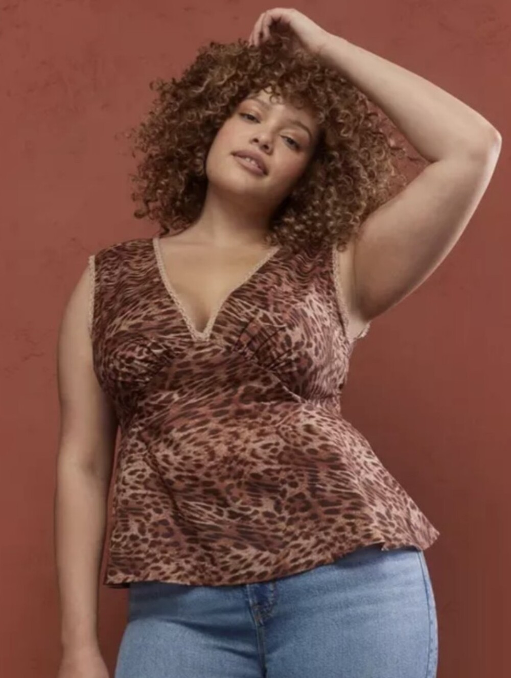 Torrid Festi Cotton Tie Back Tank Leopard Print 3X